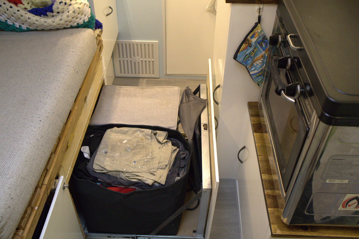 Slide out drawer under the bed